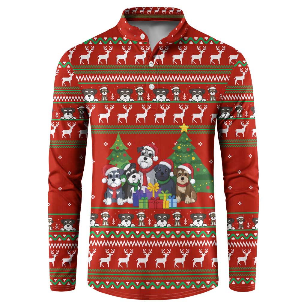 Miniature Schnauzer Family Snow Christmas Button Sweatshirt Xmas Holiday Patterns - Wonder Print Shop
