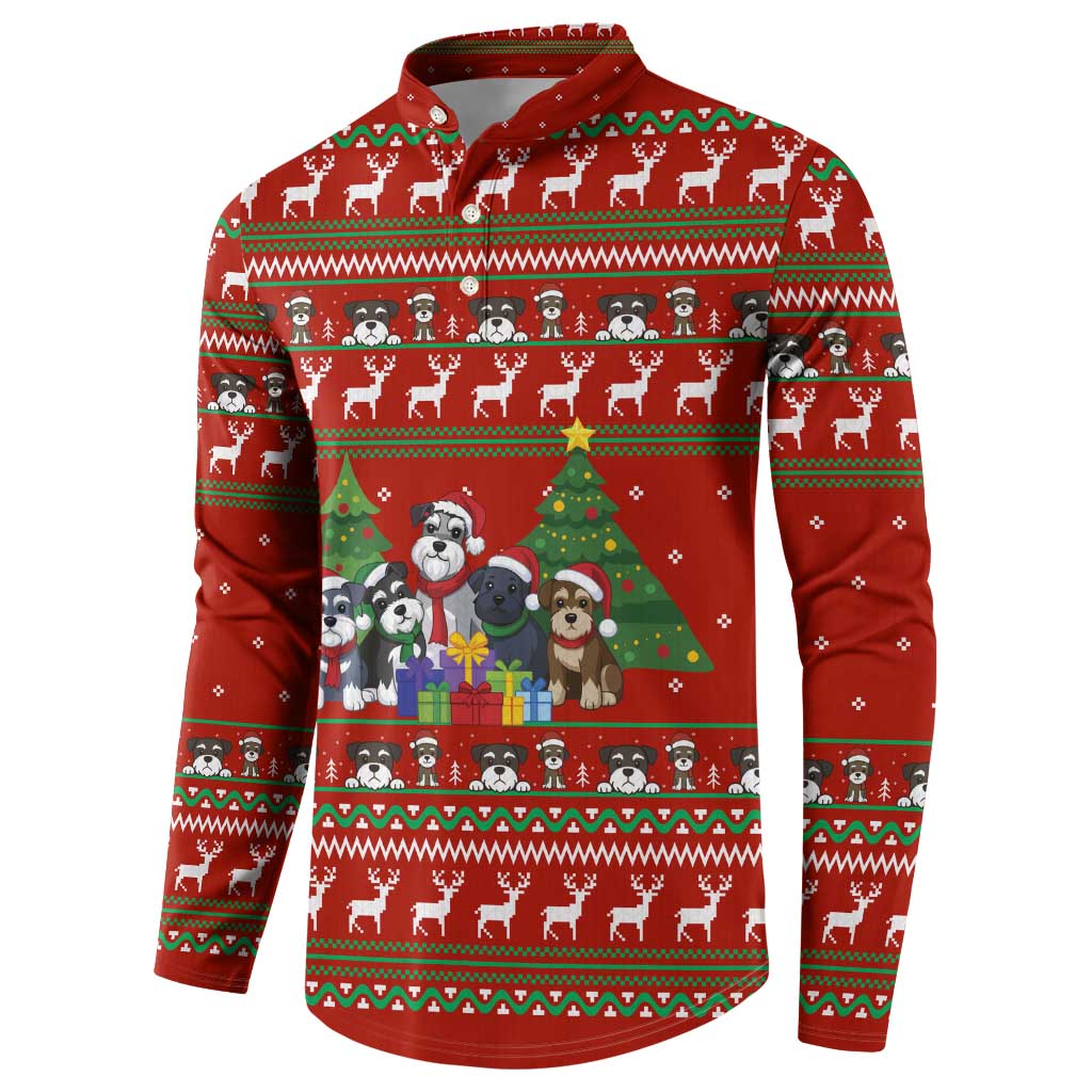 Miniature Schnauzer Family Snow Christmas Button Sweatshirt Xmas Holiday Patterns - Wonder Print Shop
