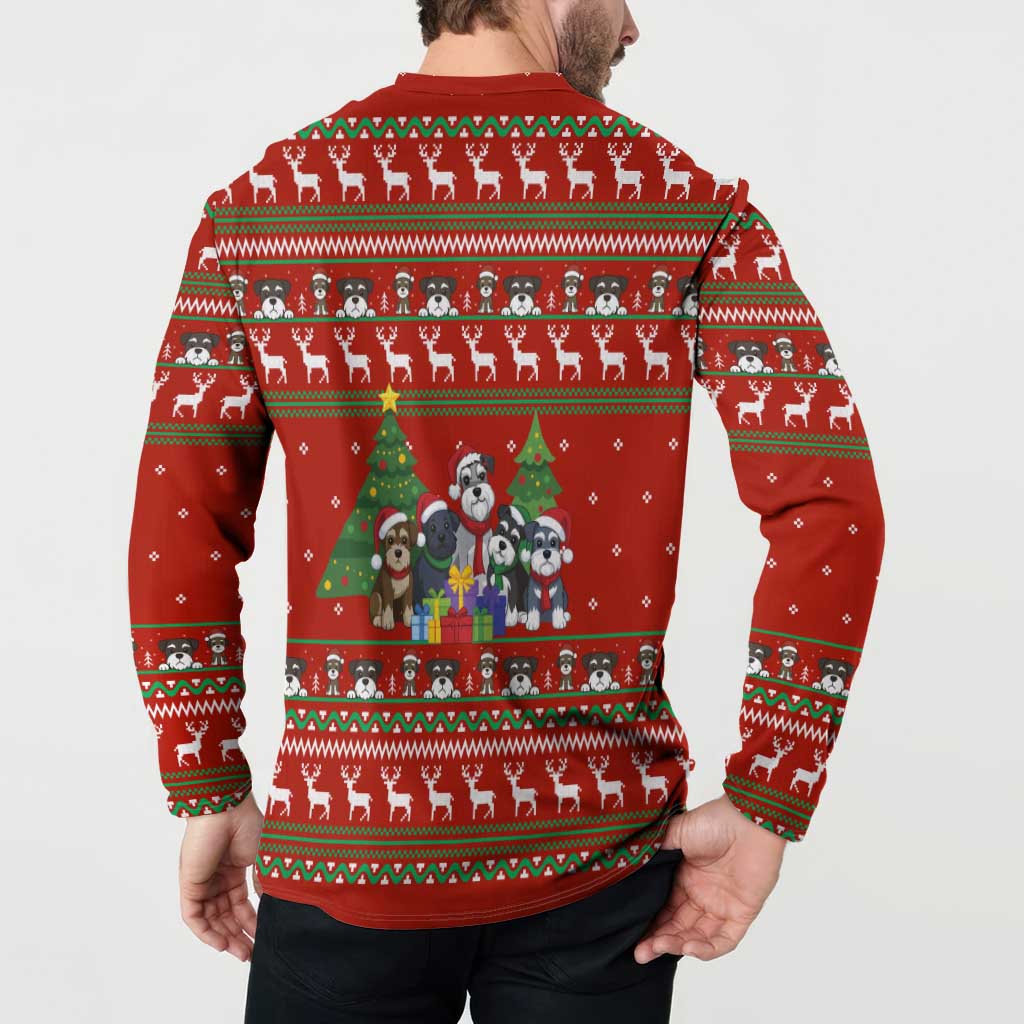 Miniature Schnauzer Family Snow Christmas Button Sweatshirt Xmas Holiday Patterns - Wonder Print Shop