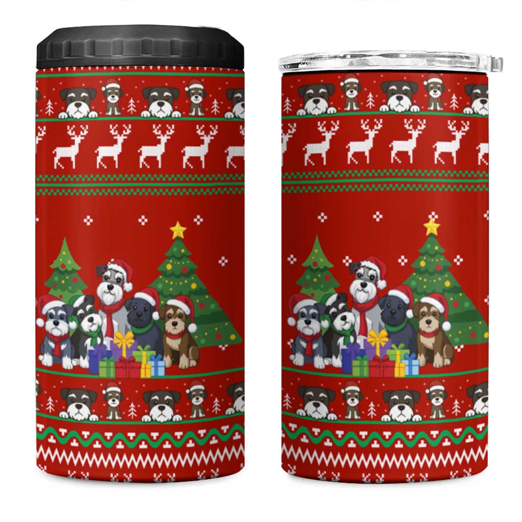 Miniature Schnauzer Family Snow Christmas 4 in 1 Can Cooler Tumbler Xmas Holiday Patterns - Wonder Print Shop