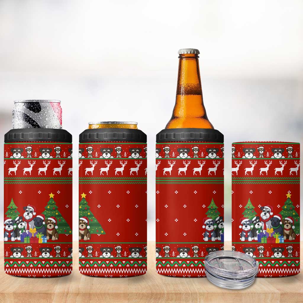 Miniature Schnauzer Family Snow Christmas 4 in 1 Can Cooler Tumbler Xmas Holiday Patterns - Wonder Print Shop