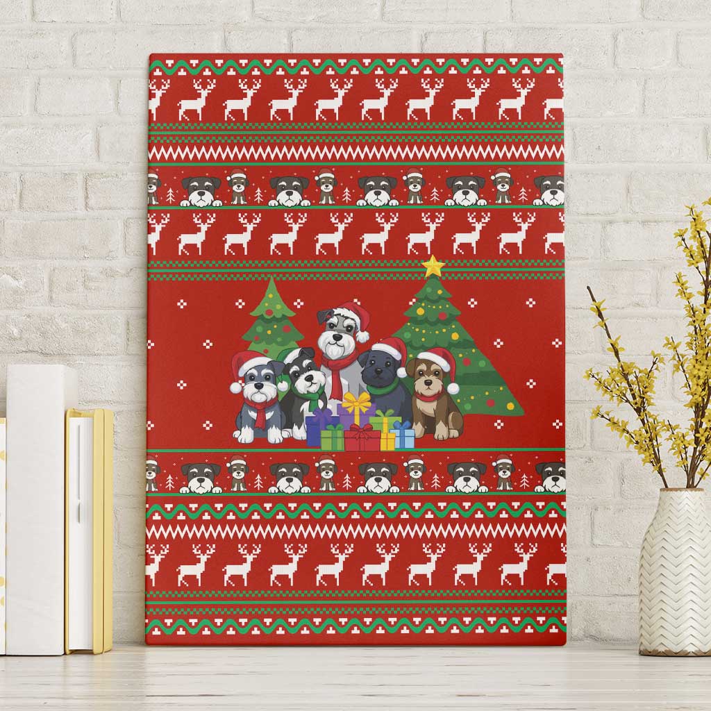 Miniature Schnauzer Family Snow Christmas Canvas Wall Art Xmas Holiday Patterns - Wonder Print Shop