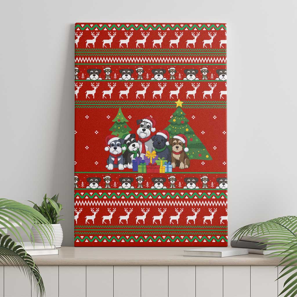 Miniature Schnauzer Family Snow Christmas Canvas Wall Art Xmas Holiday Patterns - Wonder Print Shop