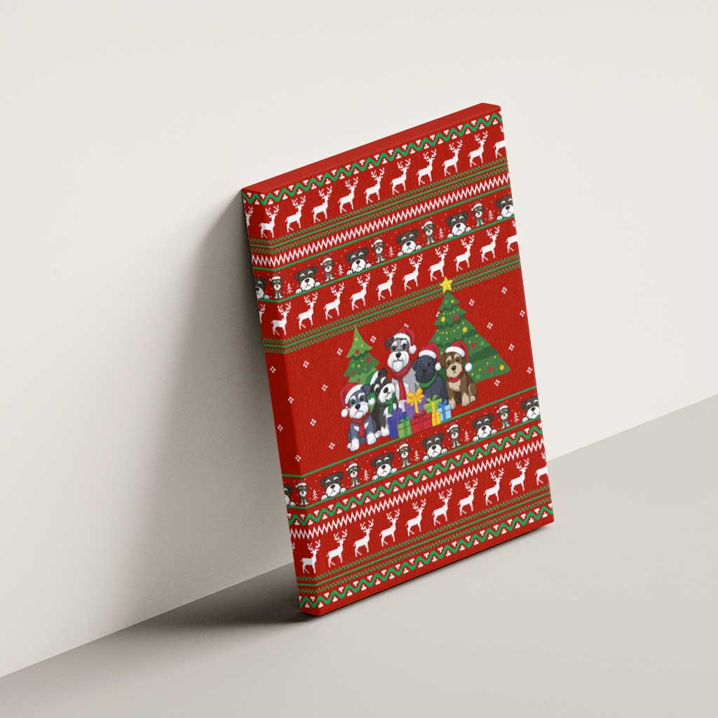 Miniature Schnauzer Family Snow Christmas Canvas Wall Art Xmas Holiday Patterns - Wonder Print Shop