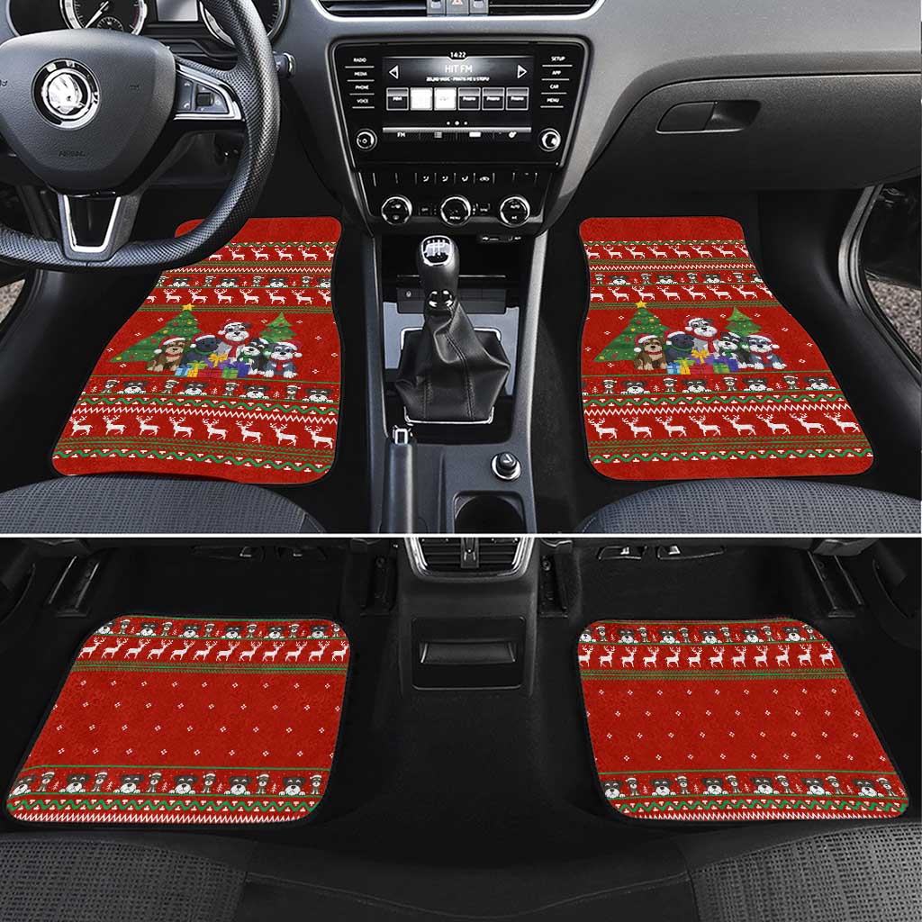 Miniature Schnauzer Family Snow Christmas Car Mats Xmas Holiday Patterns - Wonder Print Shop