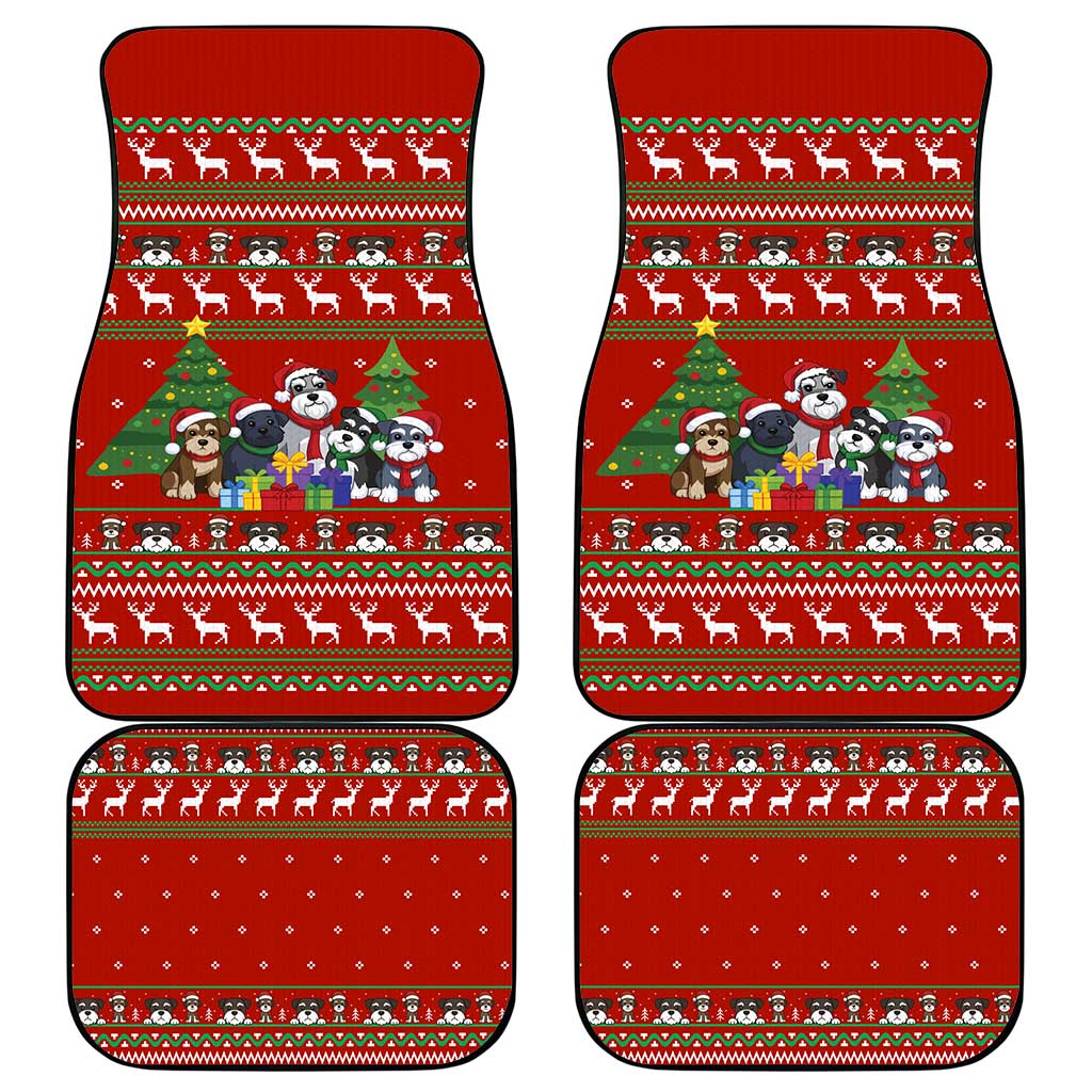 Miniature Schnauzer Family Snow Christmas Car Mats Xmas Holiday Patterns - Wonder Print Shop