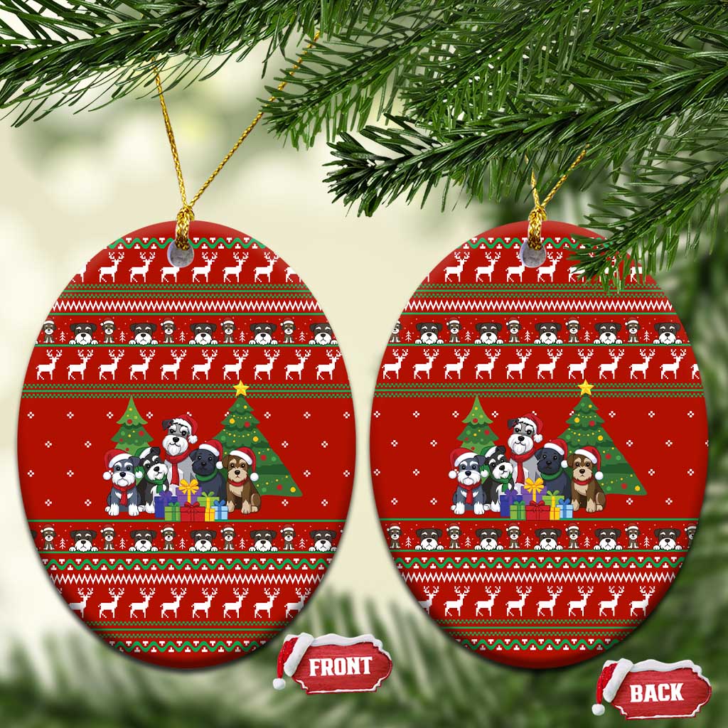Miniature Schnauzer Family Snow Christmas Ceramic Ornament Xmas Holiday Patterns - Wonder Print Shop
