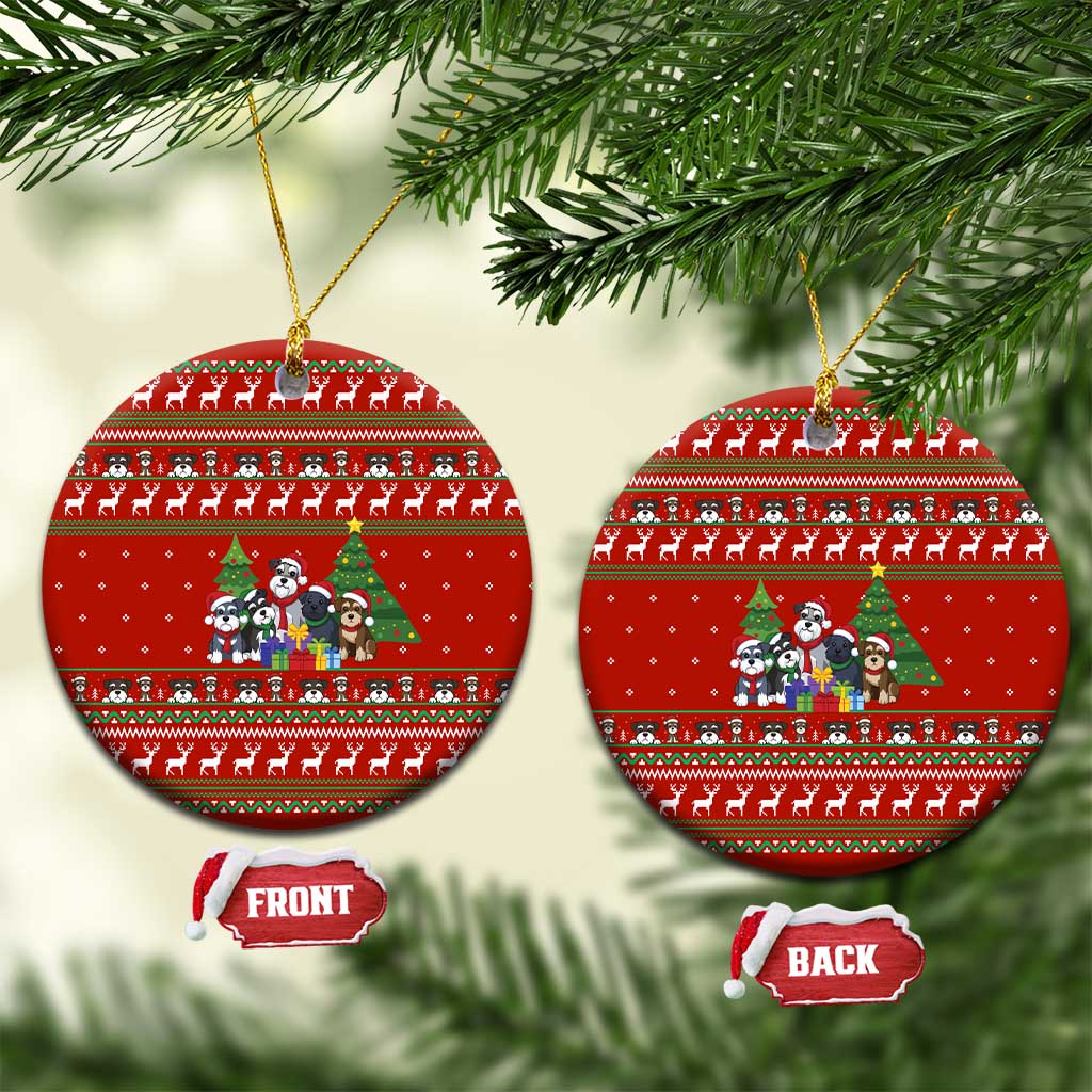 Miniature Schnauzer Family Snow Christmas Ceramic Ornament Xmas Holiday Patterns - Wonder Print Shop