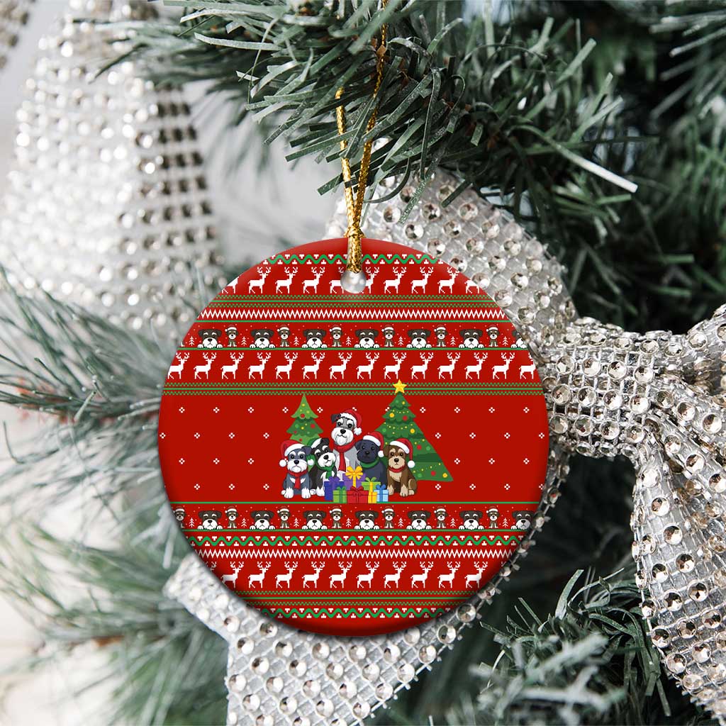 Miniature Schnauzer Family Snow Christmas Ceramic Ornament Xmas Holiday Patterns - Wonder Print Shop
