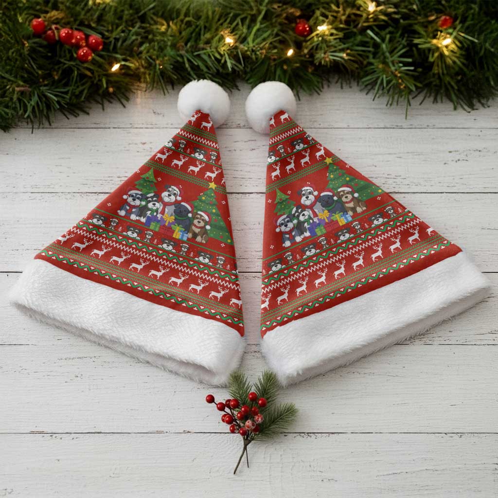 Miniature Schnauzer Family Snow Christmas Santa Hat Xmas Holiday Patterns - Wonder Print Shop