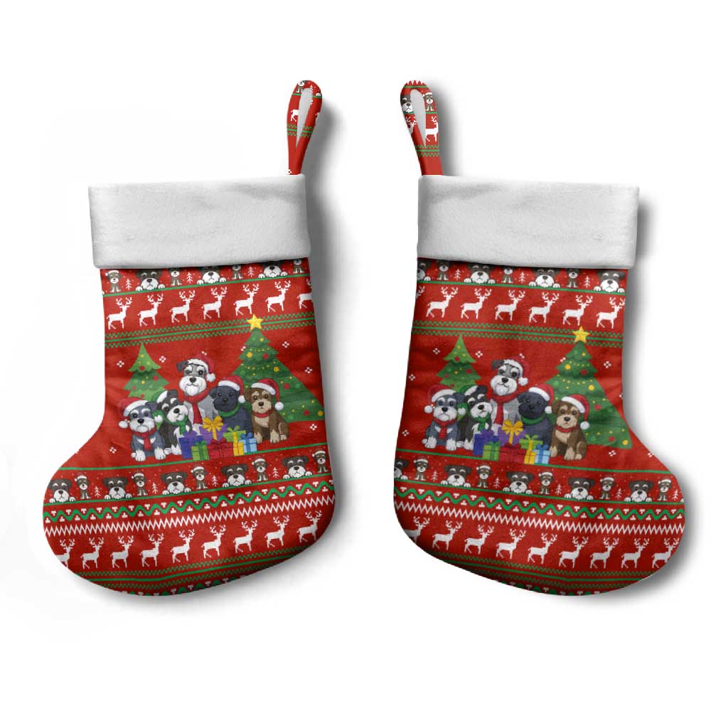 Miniature Schnauzer Family Snow Christmas Stocking Xmas Holiday Patterns - Wonder Print Shop