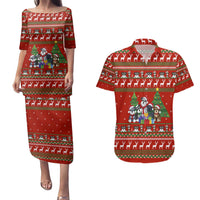 Miniature Schnauzer Family Snow Christmas Couples Matching Puletasi and Hawaiian Shirt Xmas Holiday Patterns - Wonder Print Shop