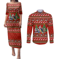 Miniature Schnauzer Family Snow Christmas Couples Matching Puletasi and Long Sleeve Button Shirt Xmas Holiday Patterns - Wonder Print Shop