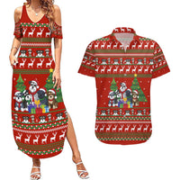 Miniature Schnauzer Family Snow Christmas Couples Matching Summer Maxi Dress and Hawaiian Shirt Xmas Holiday Patterns - Wonder Print Shop