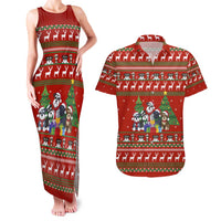 Miniature Schnauzer Family Snow Christmas Couples Matching Tank Maxi Dress and Hawaiian Shirt Xmas Holiday Patterns - Wonder Print Shop