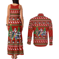 Miniature Schnauzer Family Snow Christmas Couples Matching Tank Maxi Dress and Long Sleeve Button Shirt Xmas Holiday Patterns - Wonder Print Shop