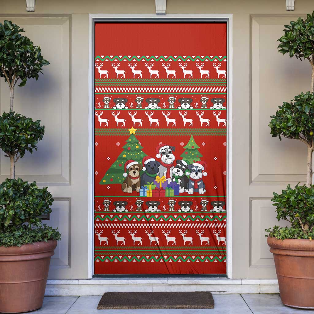 Miniature Schnauzer Family Snow Christmas Door Cover Xmas Holiday Patterns - Wonder Print Shop