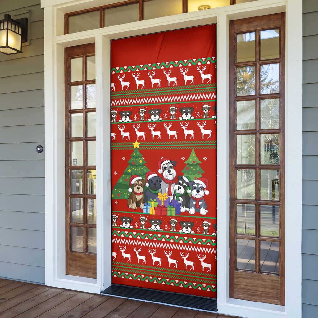 Miniature Schnauzer Family Snow Christmas Door Cover Xmas Holiday Patterns - Wonder Print Shop
