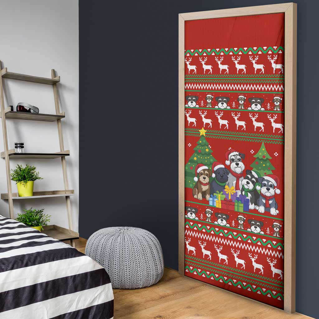 Miniature Schnauzer Family Snow Christmas Door Cover Xmas Holiday Patterns - Wonder Print Shop