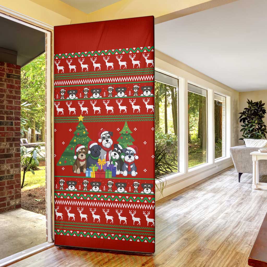 Miniature Schnauzer Family Snow Christmas Door Cover Xmas Holiday Patterns - Wonder Print Shop