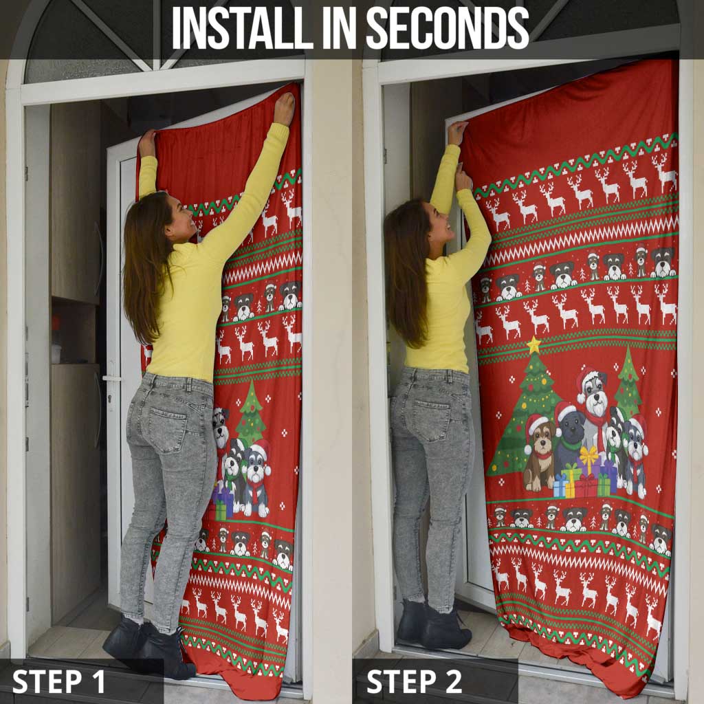 Miniature Schnauzer Family Snow Christmas Door Cover Xmas Holiday Patterns - Wonder Print Shop