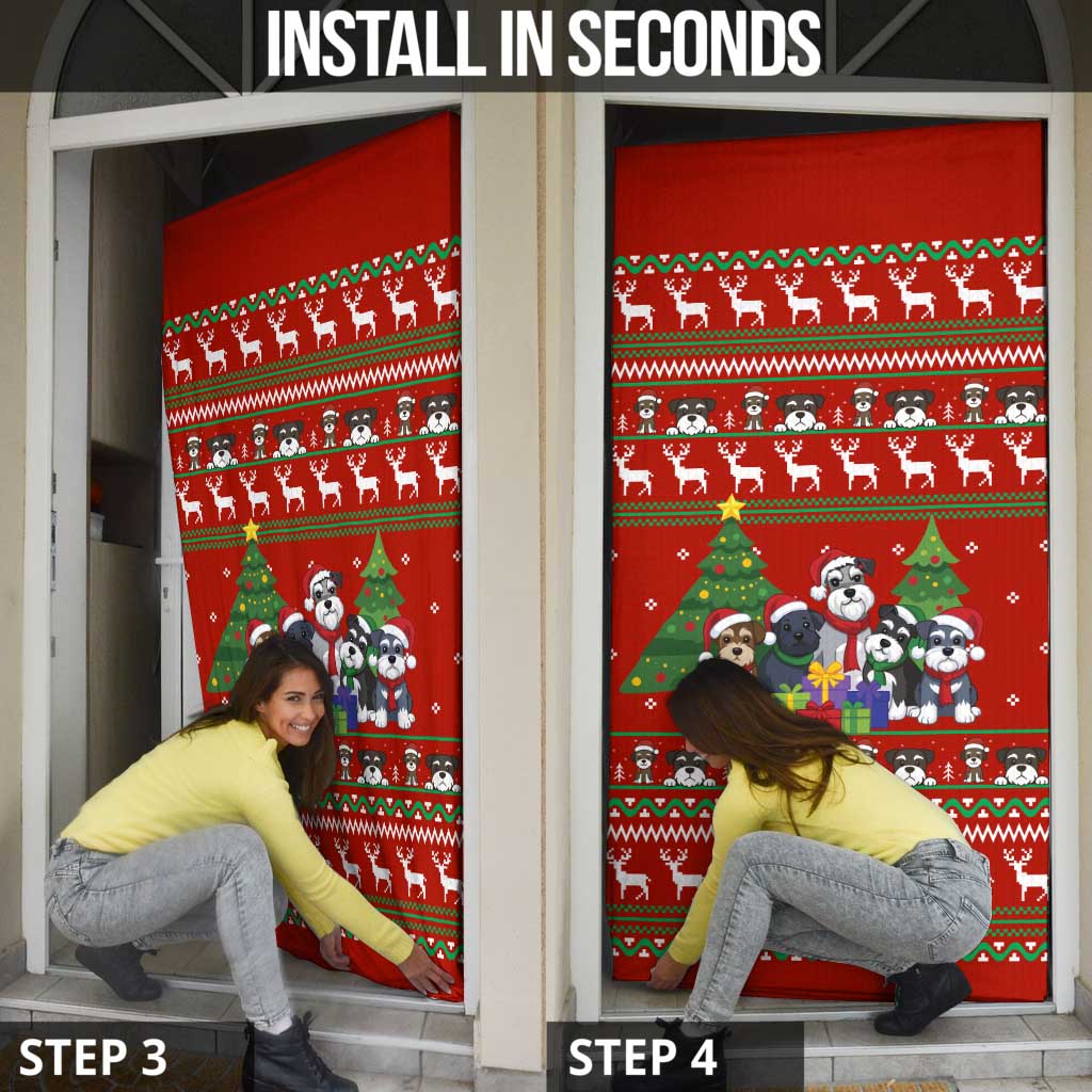 Miniature Schnauzer Family Snow Christmas Door Cover Xmas Holiday Patterns - Wonder Print Shop