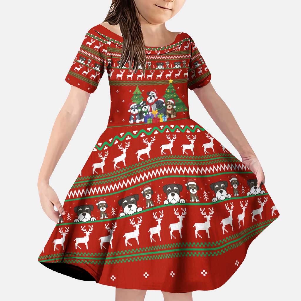 Miniature Schnauzer Family Snow Christmas Family Matching Mermaid Dress and Hawaiian Shirt Xmas Holiday Patterns - Wonder Print Shop