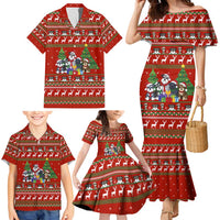 Miniature Schnauzer Family Snow Christmas Family Matching Mermaid Dress and Hawaiian Shirt Xmas Holiday Patterns - Wonder Print Shop