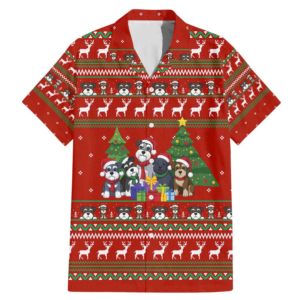 Miniature Schnauzer Family Snow Christmas Family Matching Mermaid Dress and Hawaiian Shirt Xmas Holiday Patterns - Wonder Print Shop