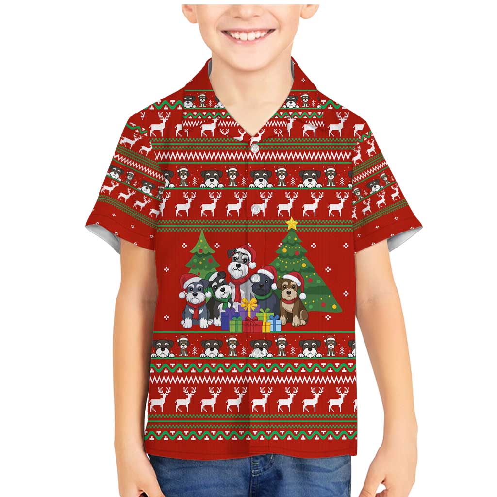 Miniature Schnauzer Family Snow Christmas Family Matching Mermaid Dress and Hawaiian Shirt Xmas Holiday Patterns - Wonder Print Shop