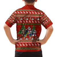 Miniature Schnauzer Family Snow Christmas Family Matching Off The Shoulder Long Sleeve Dress and Hawaiian Shirt Xmas Holiday Patterns - Wonder Print Shop