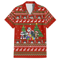 Miniature Schnauzer Family Snow Christmas Family Matching Off The Shoulder Long Sleeve Dress and Hawaiian Shirt Xmas Holiday Patterns - Wonder Print Shop