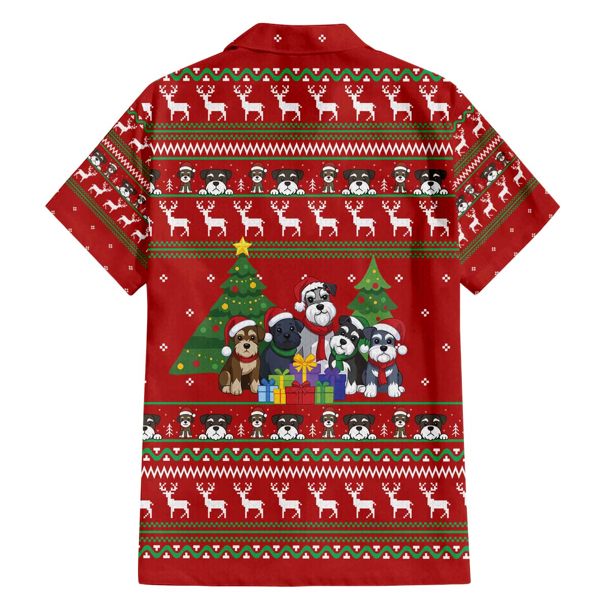 Miniature Schnauzer Family Snow Christmas Family Matching Off The Shoulder Long Sleeve Dress and Hawaiian Shirt Xmas Holiday Patterns - Wonder Print Shop