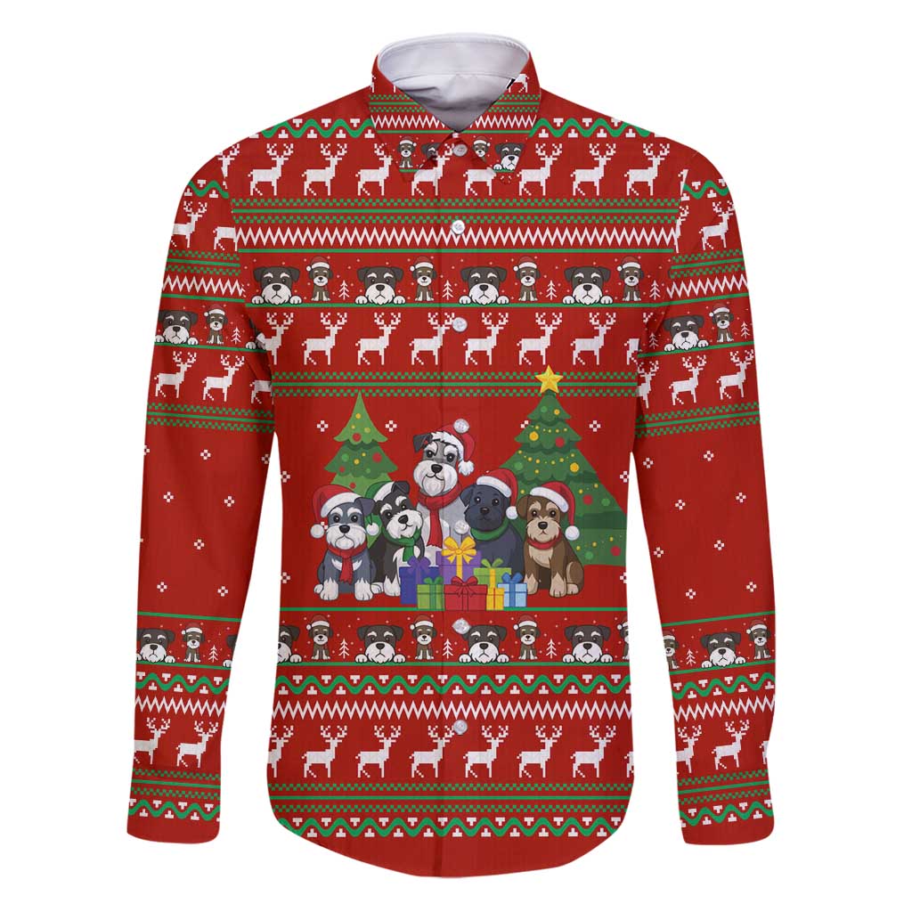 Miniature Schnauzer Family Snow Christmas Family Matching Puletasi and Hawaiian Shirt Xmas Holiday Patterns - Wonder Print Shop