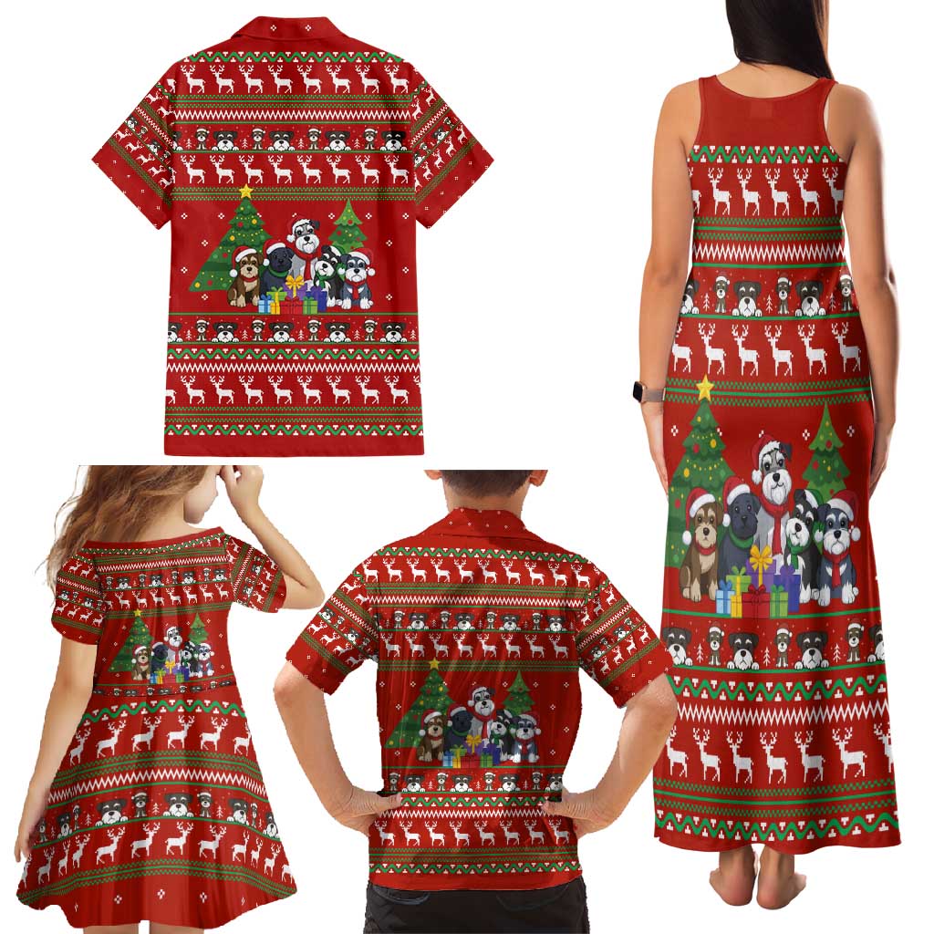 Miniature Schnauzer Family Snow Christmas Family Matching Tank Maxi Dress and Hawaiian Shirt Xmas Holiday Patterns - Wonder Print Shop