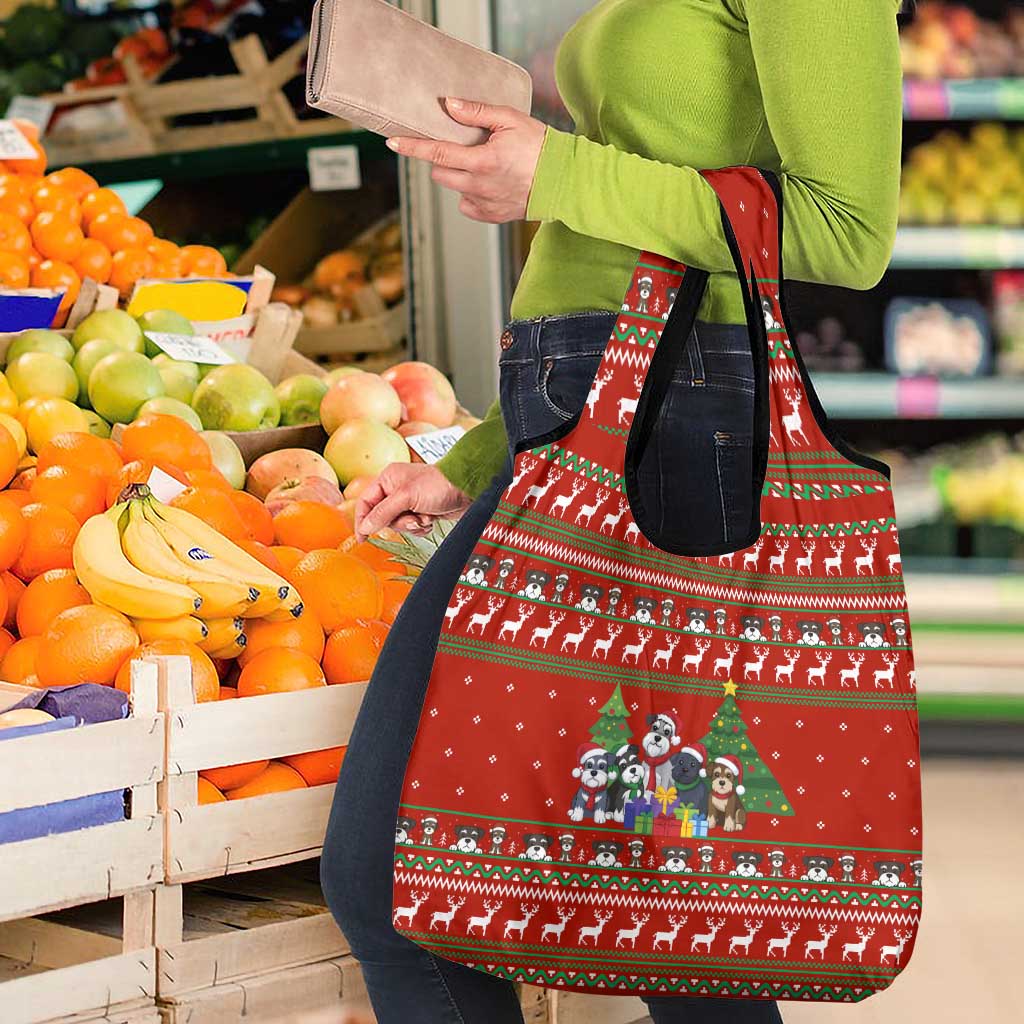 Miniature Schnauzer Family Snow Christmas Grocery Bag Xmas Holiday Patterns - Wonder Print Shop