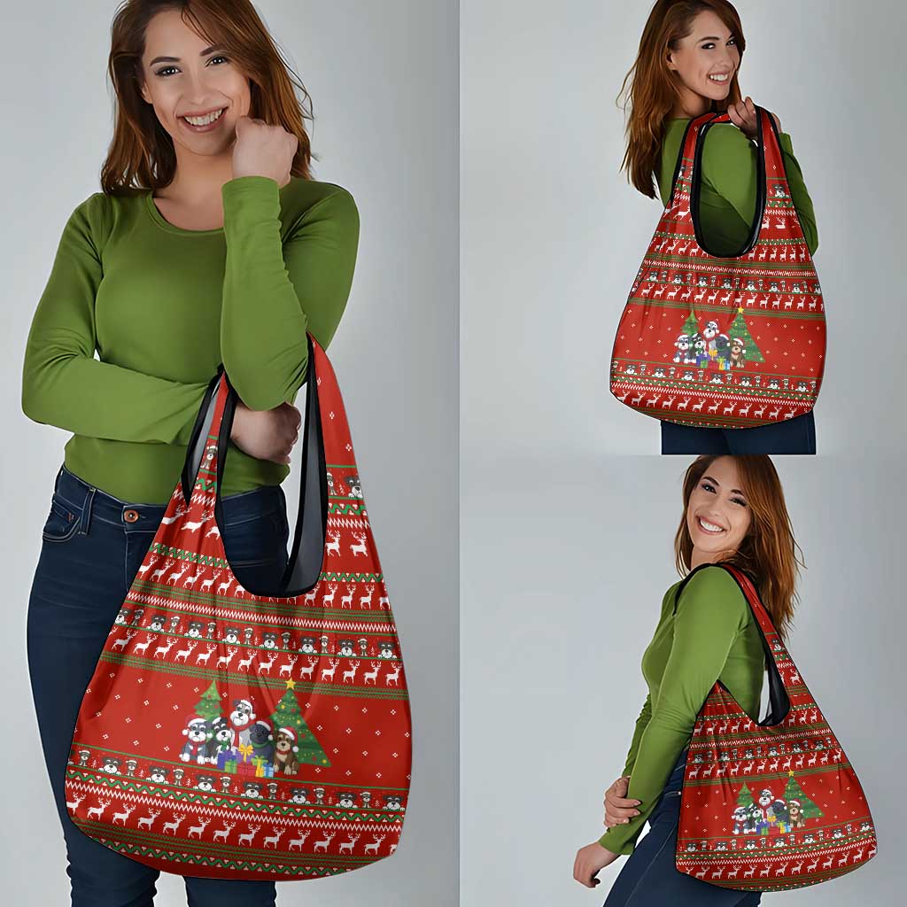 Miniature Schnauzer Family Snow Christmas Grocery Bag Xmas Holiday Patterns - Wonder Print Shop
