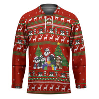 Miniature Schnauzer Family Snow Christmas Hockey Jersey Xmas Holiday Patterns - Wonder Print Shop