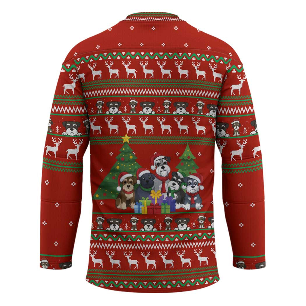 Miniature Schnauzer Family Snow Christmas Hockey Jersey Xmas Holiday Patterns - Wonder Print Shop