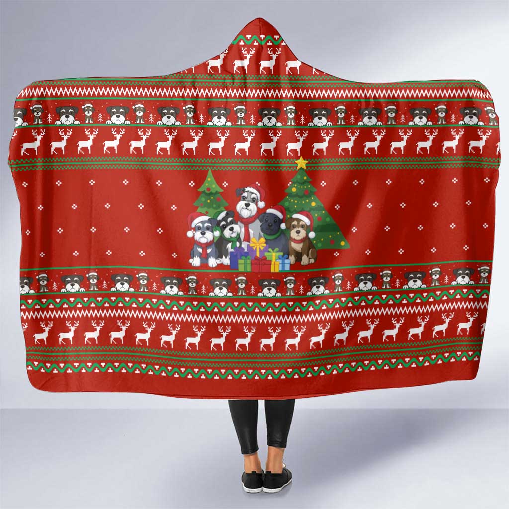 Miniature Schnauzer Family Snow Christmas Hooded Blanket Xmas Holiday Patterns - Wonder Print Shop
