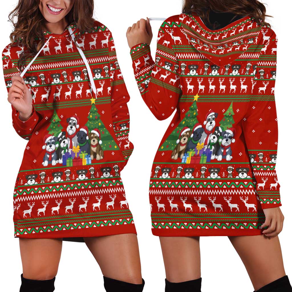 Miniature Schnauzer Family Snow Christmas Hoodie Dress Xmas Holiday Patterns - Wonder Print Shop
