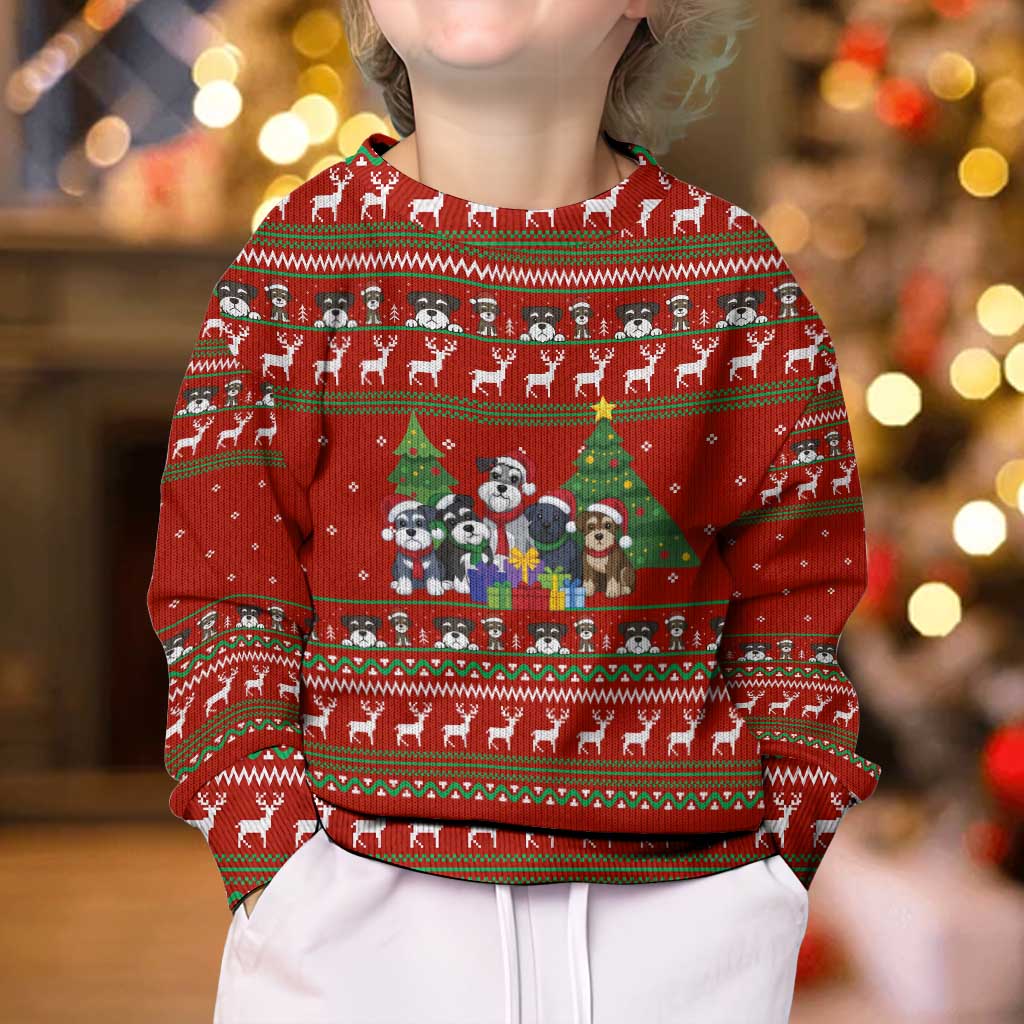 Miniature Schnauzer Family Snow Christmas Kid Ugly Christmas Sweater Xmas Holiday Patterns - Wonder Print Shop