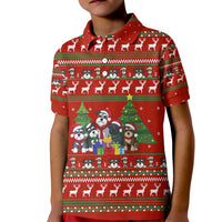Miniature Schnauzer Family Snow Christmas Kid Polo Shirt Xmas Holiday Patterns - Wonder Print Shop