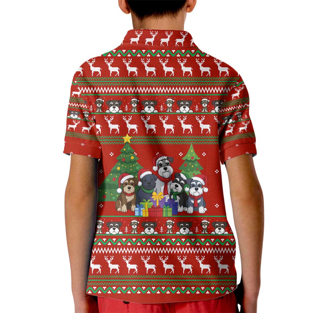 Miniature Schnauzer Family Snow Christmas Kid Polo Shirt Xmas Holiday Patterns - Wonder Print Shop