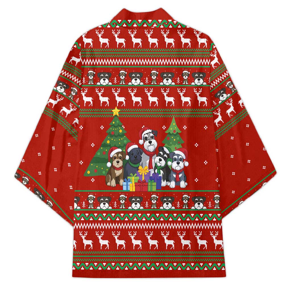 Miniature Schnauzer Family Snow Christmas Kimono Xmas Holiday Patterns - Wonder Print Shop