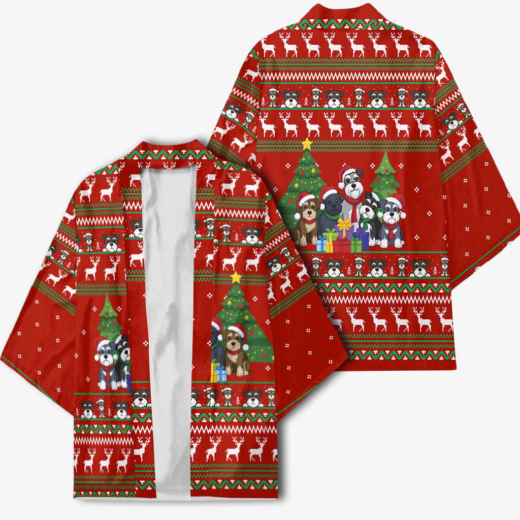 Miniature Schnauzer Family Snow Christmas Kimono Xmas Holiday Patterns - Wonder Print Shop