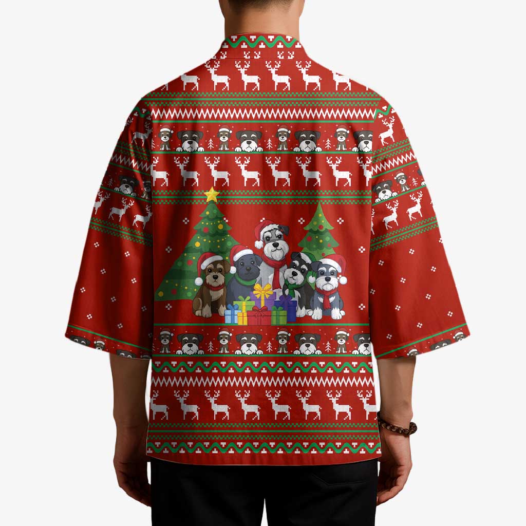 Miniature Schnauzer Family Snow Christmas Kimono Xmas Holiday Patterns - Wonder Print Shop