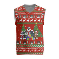 Miniature Schnauzer Family Snow Christmas Knitted V-Neck Vest Xmas Holiday Patterns - Wonder Print Shop