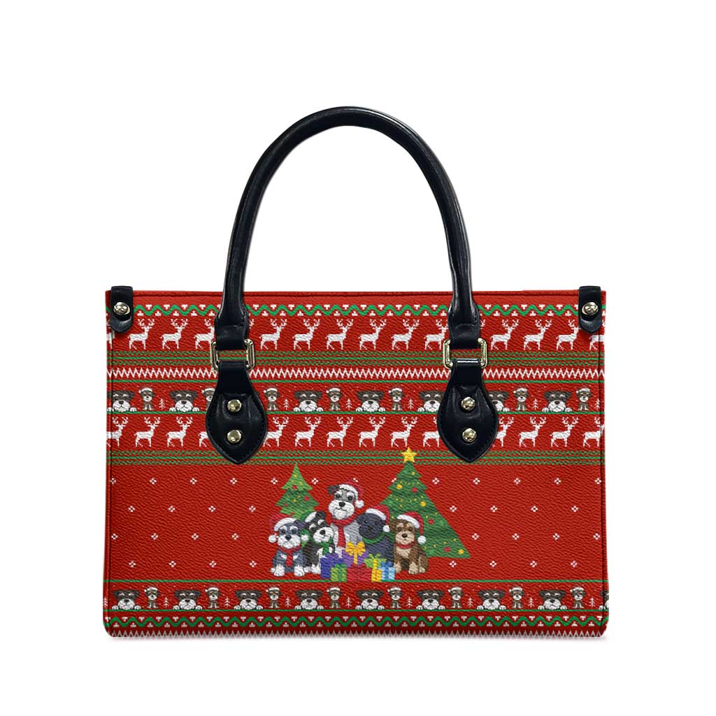 Miniature Schnauzer Family Snow Christmas Leather Bag Xmas Holiday Patterns - Wonder Print Shop