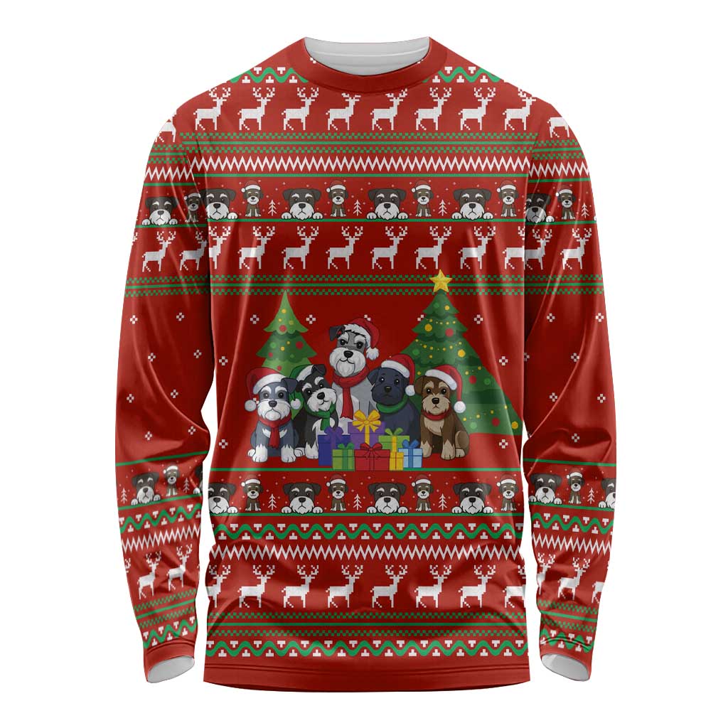 Miniature Schnauzer Family Snow Christmas Long Sleeve Shirt Xmas Holiday Patterns - Wonder Print Shop